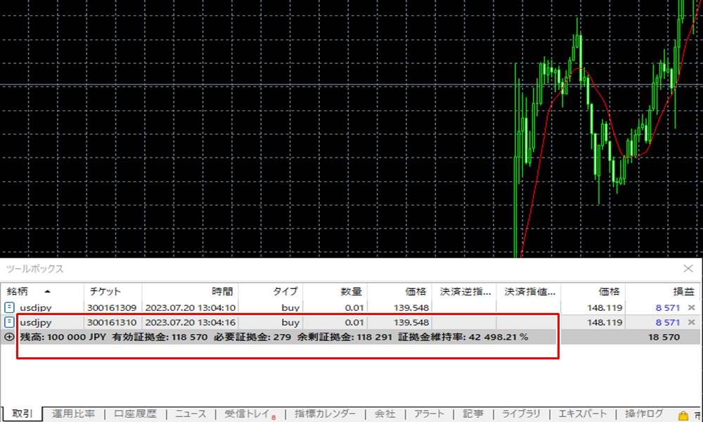 証拠金維持率の確認