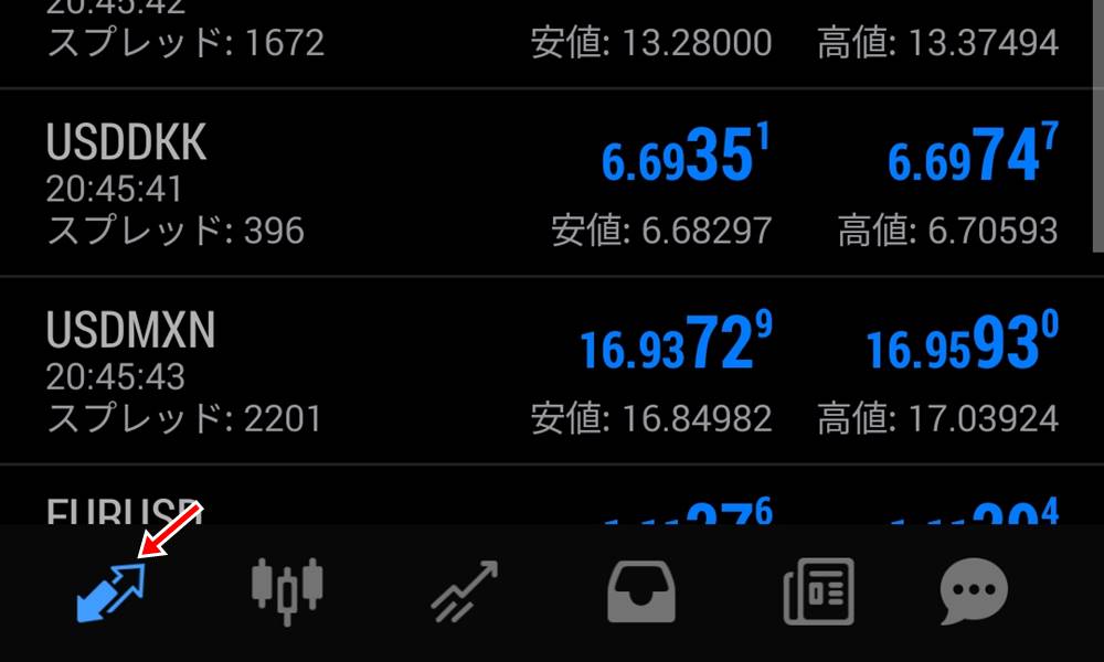 mt4アプリで気配値一覧を表示その1