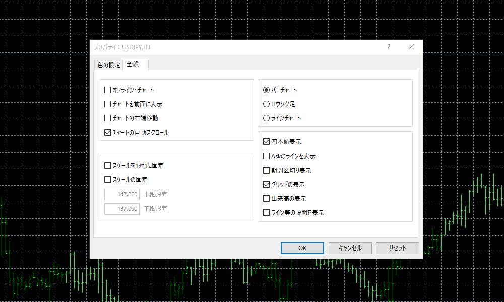 mt4チャートの設定変更その3