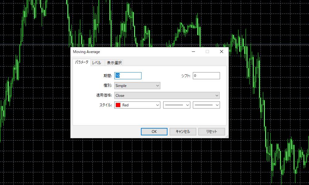 mt5でインジケーターを表示する手順その3