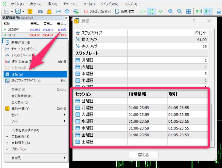 海外FXのCFD銘柄の取引時間