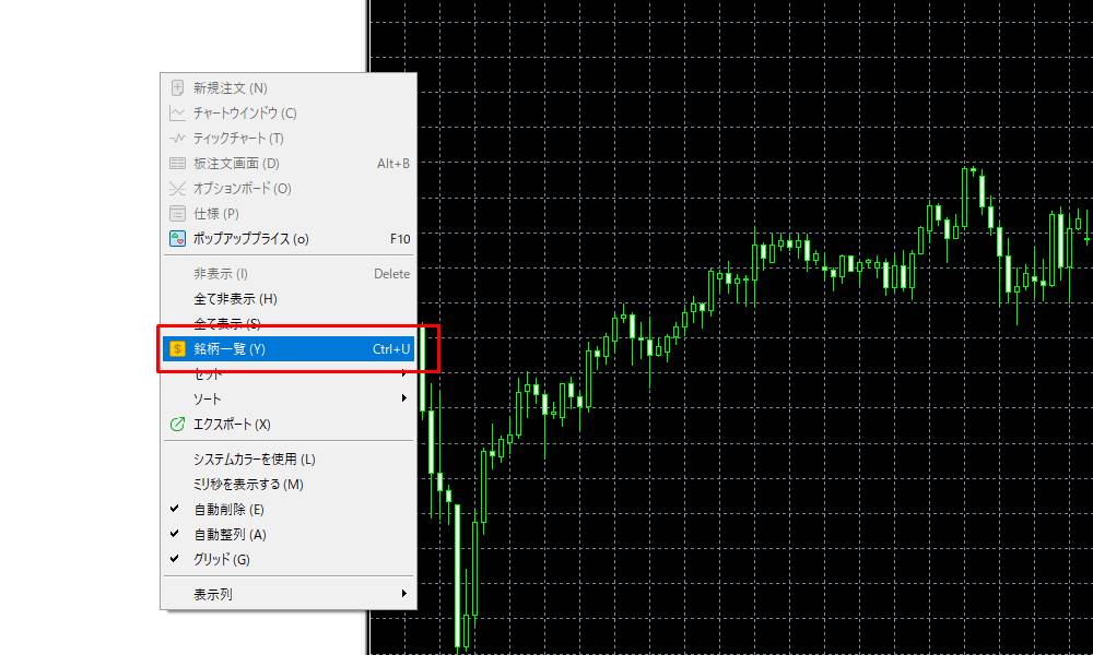 銘柄一覧を開く