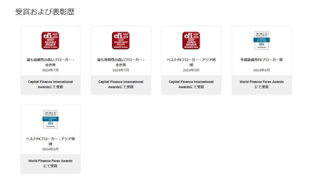 XMTradingの受賞歴